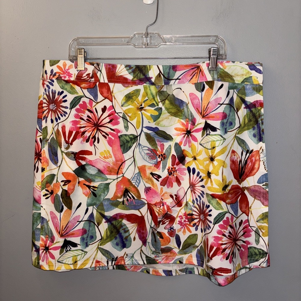 RipSkirt Hawaii Mini Wrap Skirt Floral Cover Up Watercolor Tropical Size 2XL